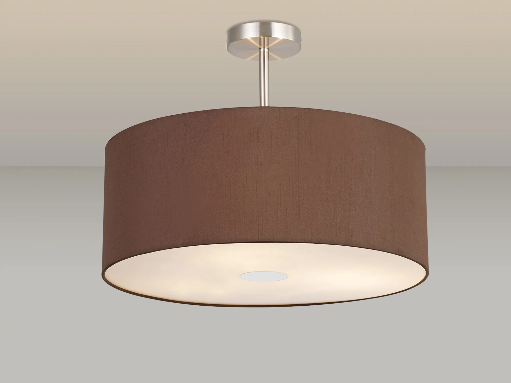 Baymont 50cm Semi Flush 3 Light Satin Nickel, Raw Cocoa/Grecian Bronze, Frosted Diffuser DK0428  Deco Baymont SN RC